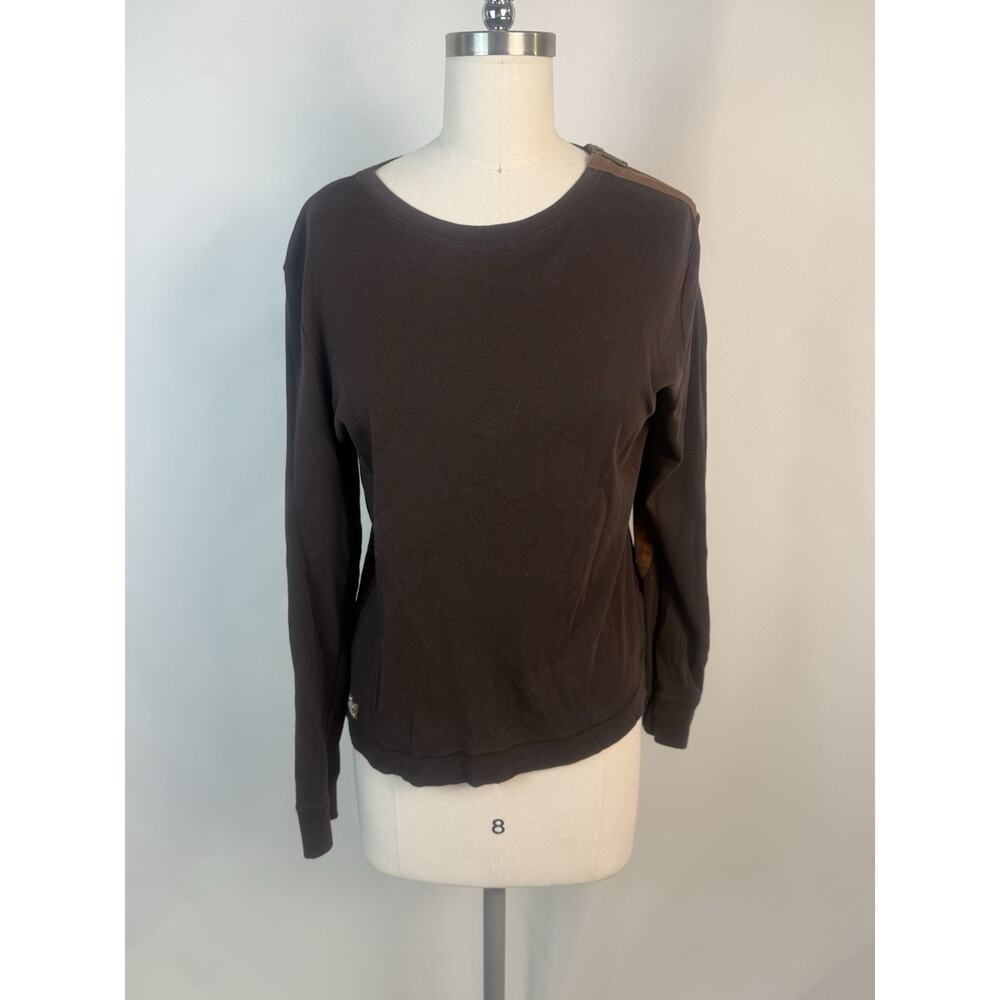 Lauren Ralph Lauren XL Leather Zipper Modest Neutral Outdoors‎ T-Shirt Fall